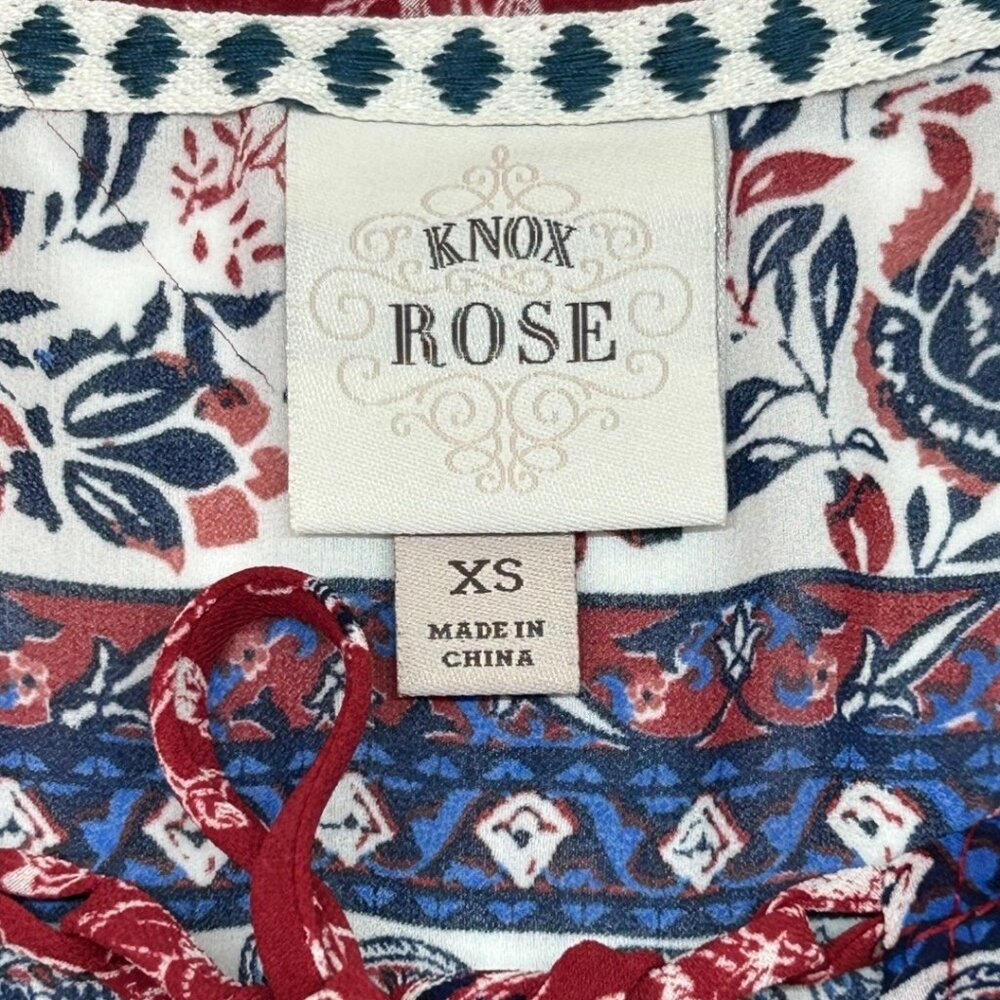 Knox Rose Boho Sleeveless Red White & Blue Floral & Paisley Blouse - Size XS - Picture 5 of 5